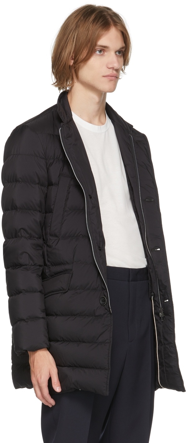 Herno Black Mid-length Quilted Down Jacket In Black