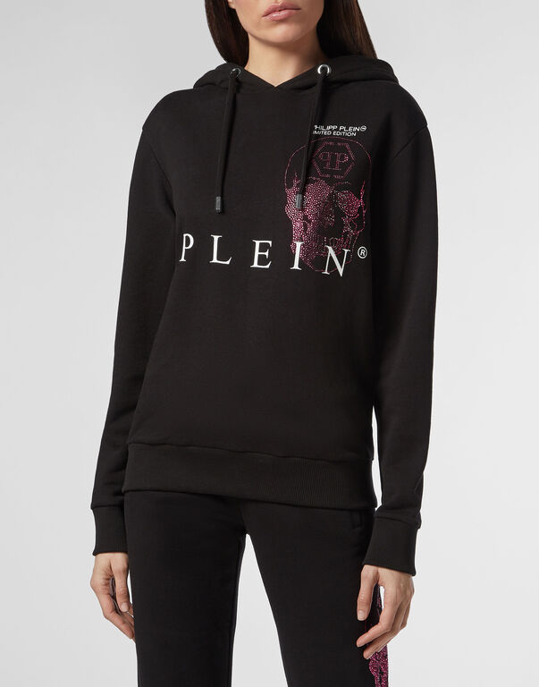 Philipp Plein Logo Details Hooded Hoodie In Black