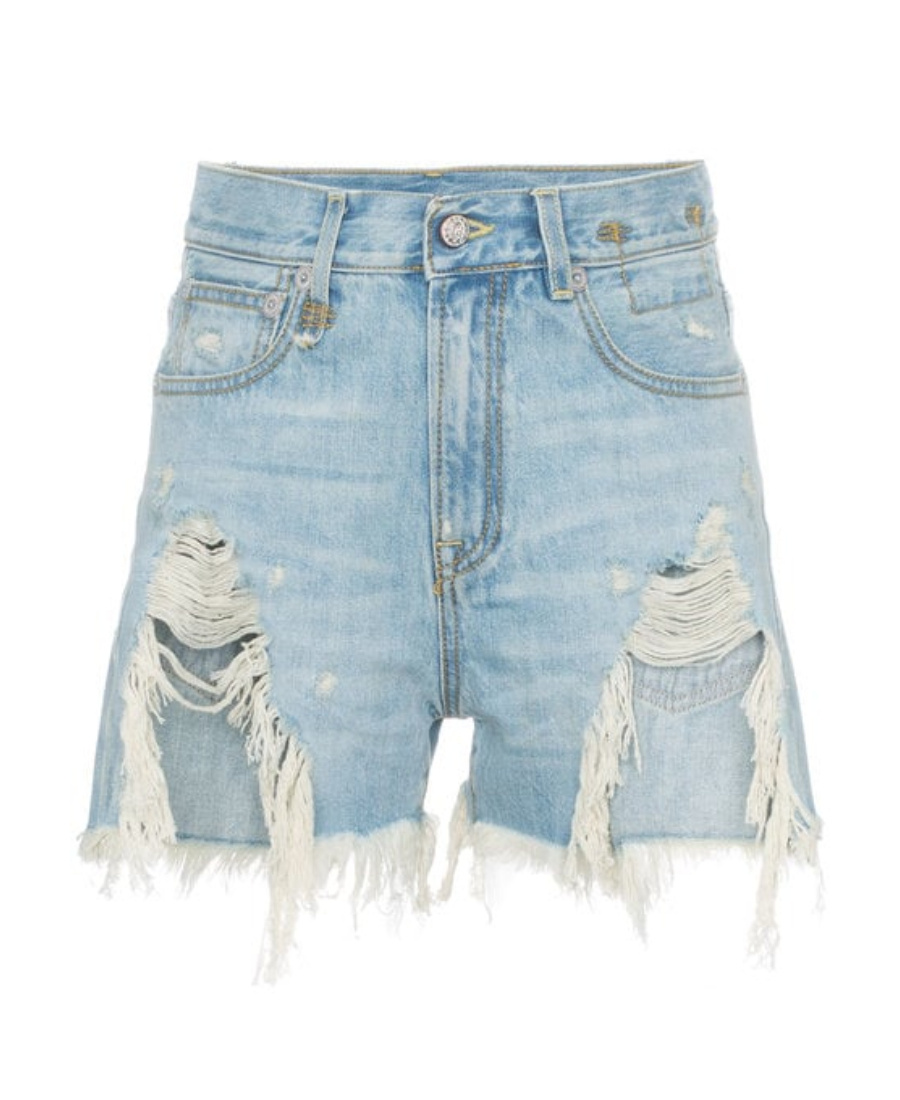 R13 High Waist Denim Shorts In Blue