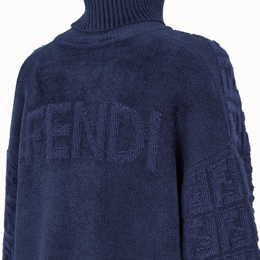Fendi Knitted Ff Motif Patterned Sweater In Blue