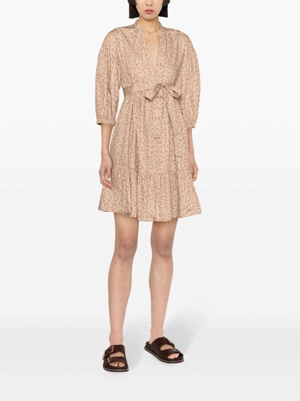 TWINSET LEOPARD-PRINT TIRERED MINIDRESS