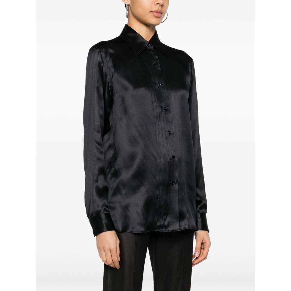 Tom Ford Camicia In Seta Con Dettaglio Plissettato In Black
