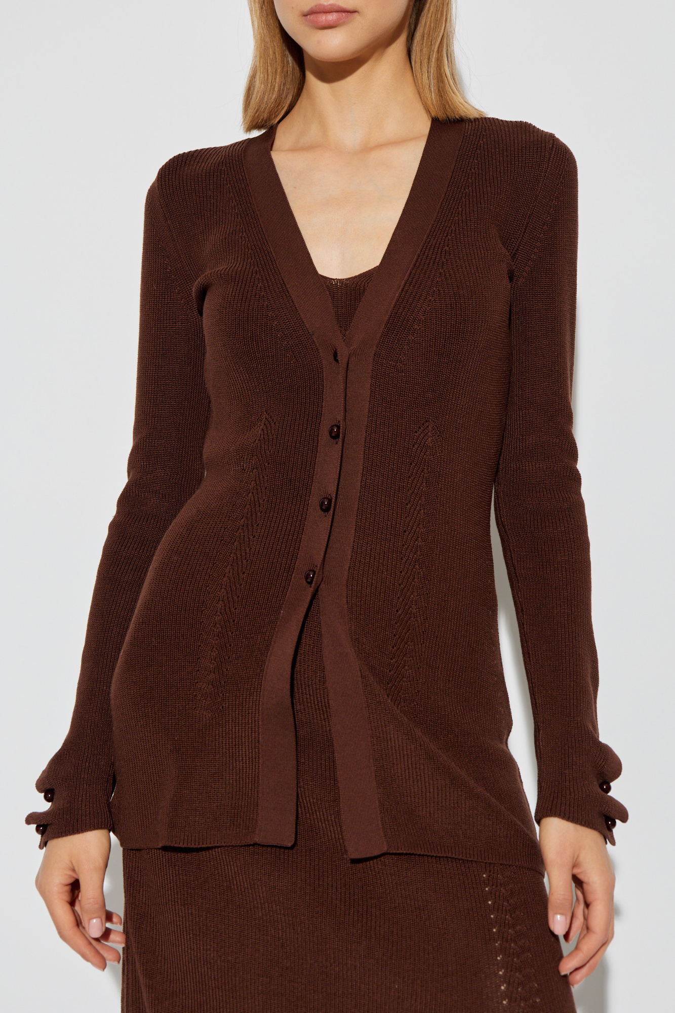 Shop Aeron Baxter Maxi Cardigan In Brown