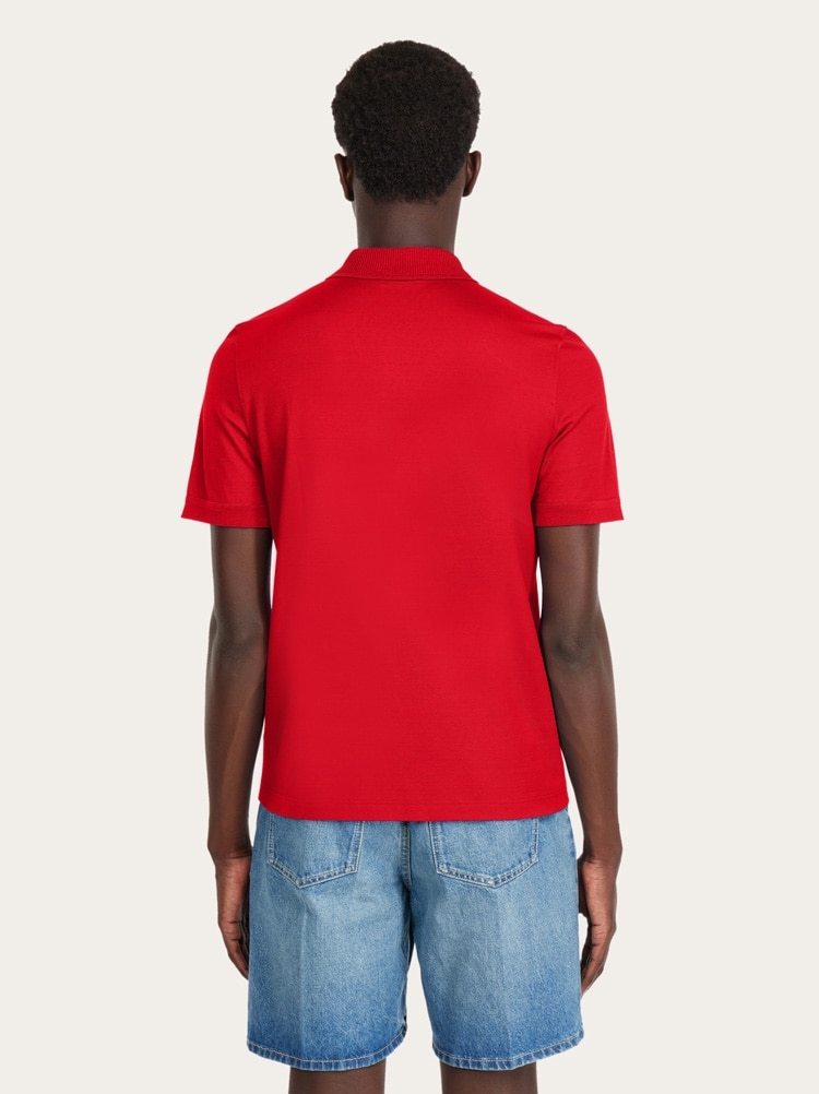 Ferragamo Zip Collar Polo Shirt In Red