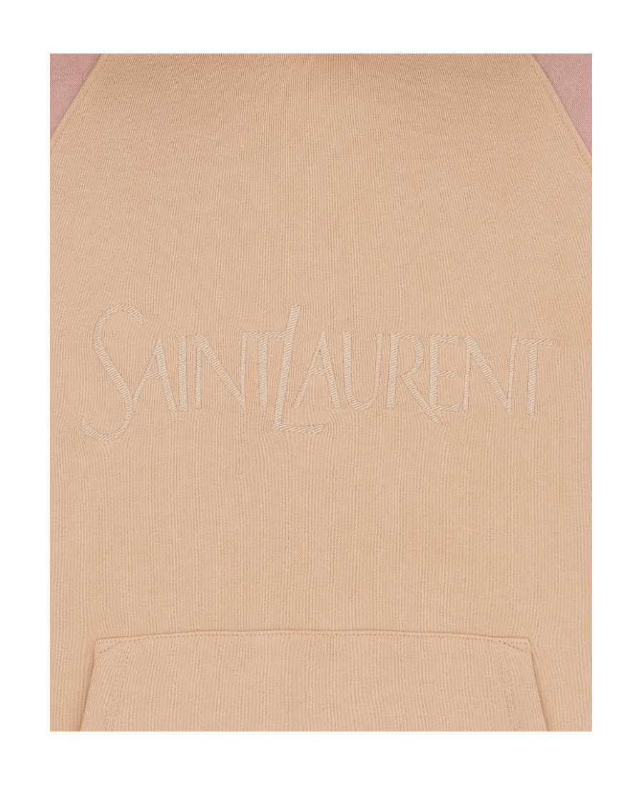 SAINT LAURENT SAINT LAURENT LOGO DETAILED DRAWSTRING HOODIE