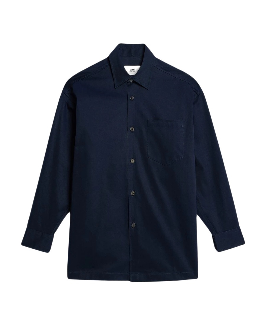 AMI ALEXANDRE MATTIUSSI LOGO-PRINT BUTTON-FRONT SHIRT