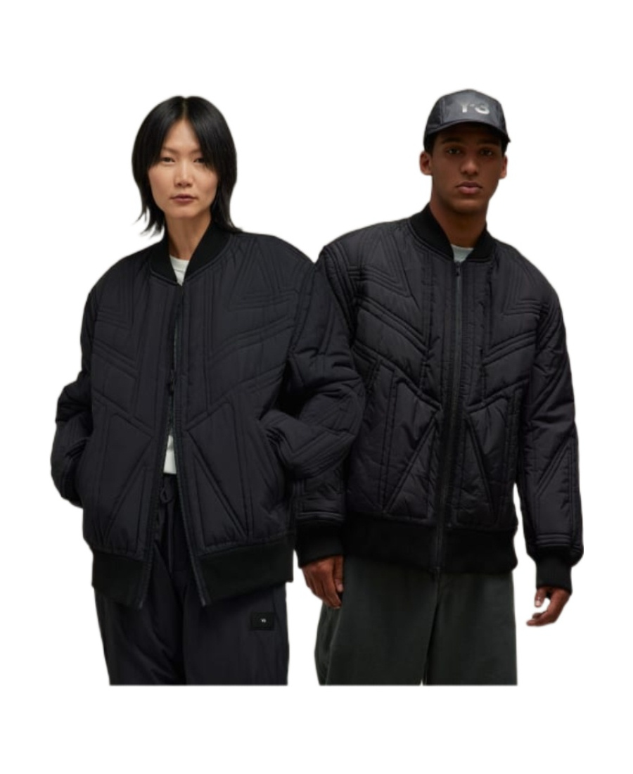 Y-3 Quilted Zip-up Bomber Jacket In Black
