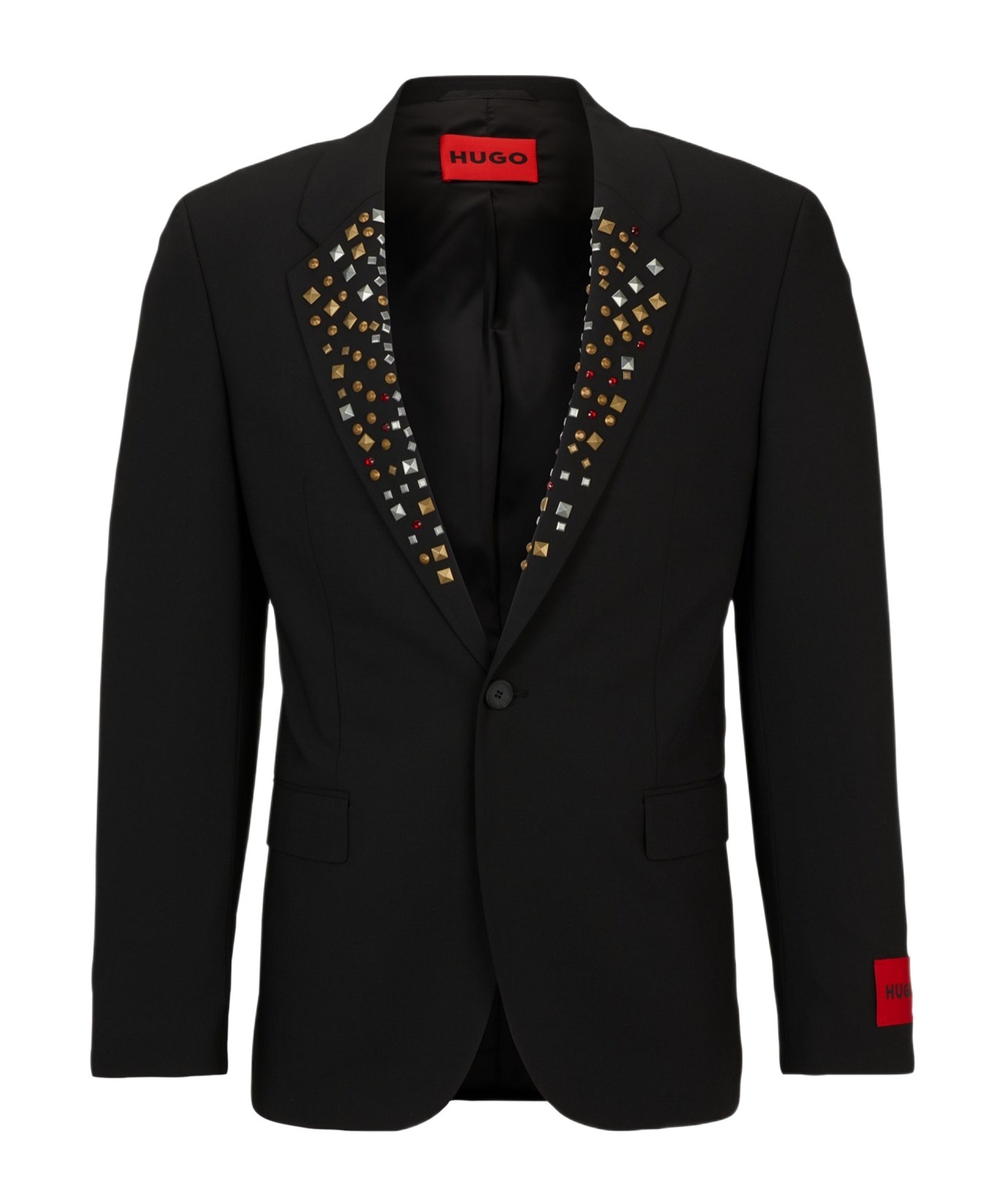 Hugo Boss Studded Lapel Blazer In Black