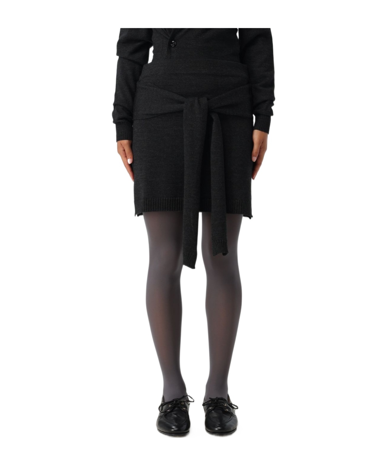 Lemaire Trompe Loeil Knotted Mini Skirt In Black
