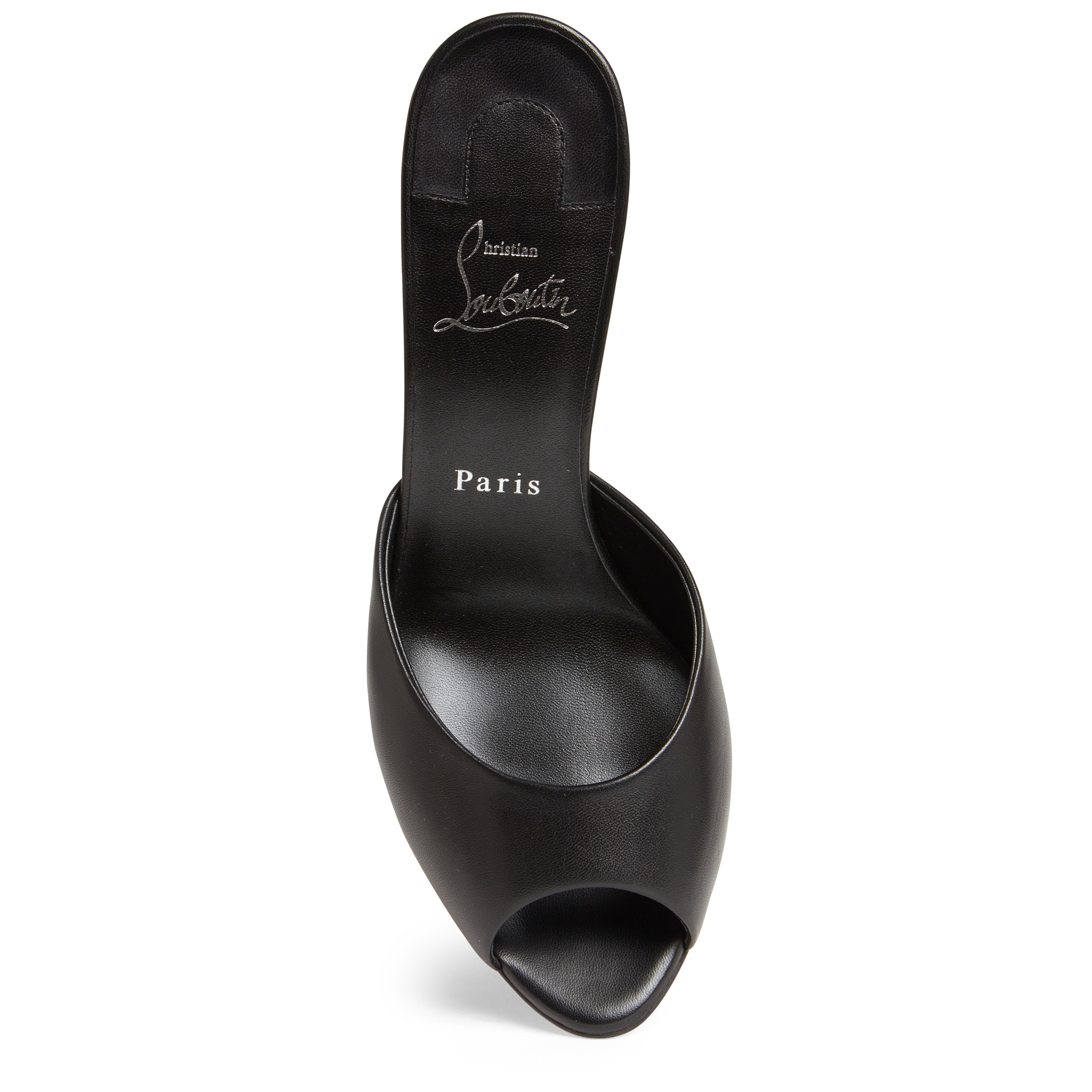 Christian Louboutin Open Toe High Heel Slippers In Black