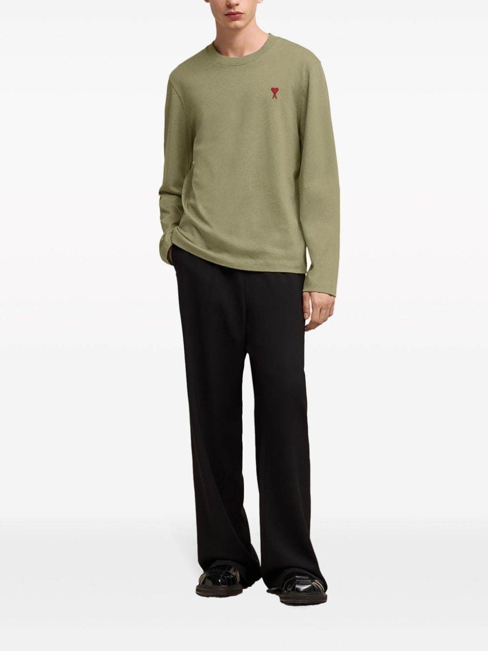 Ami Alexandre Mattiussi T-shirt With Round Neck And Long Sleeves In Nude