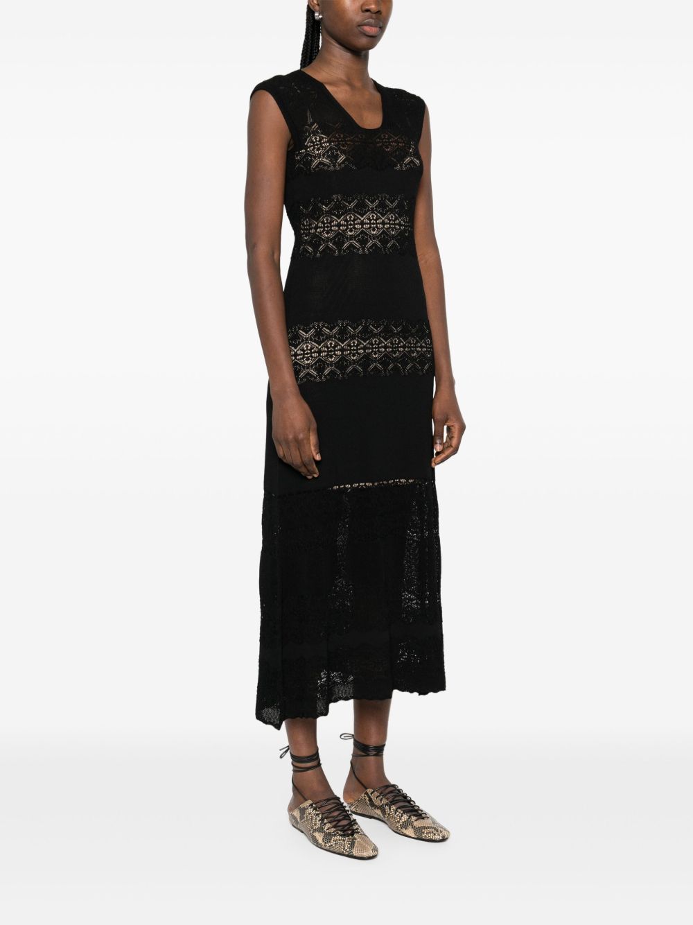Shop Twinset Crochet-detailed Maxi Dress