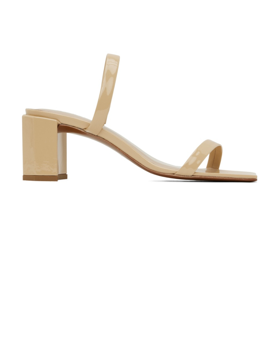 By Far Logo High-heeled Sandals In Nude