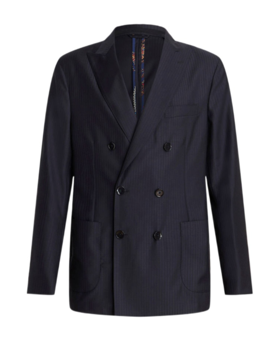 Etro Pinstripe-pattern Double-breasted Blazer In Black