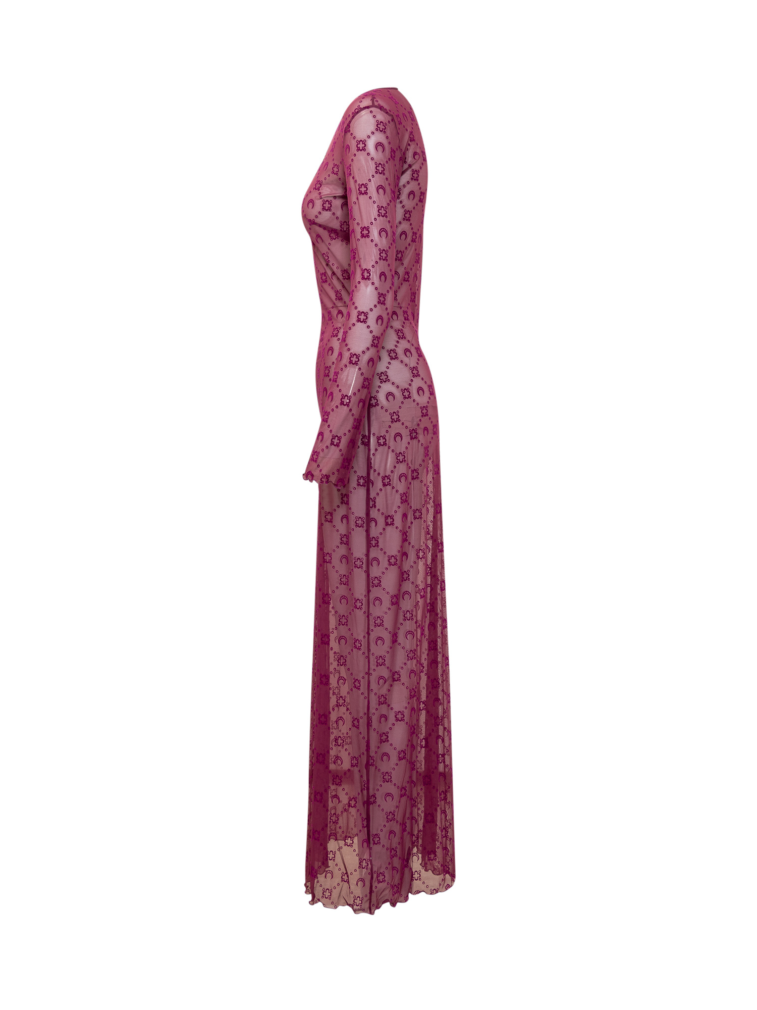 Marine Serre Purple Moonogram Mesh Flock Maxi Dress In Red