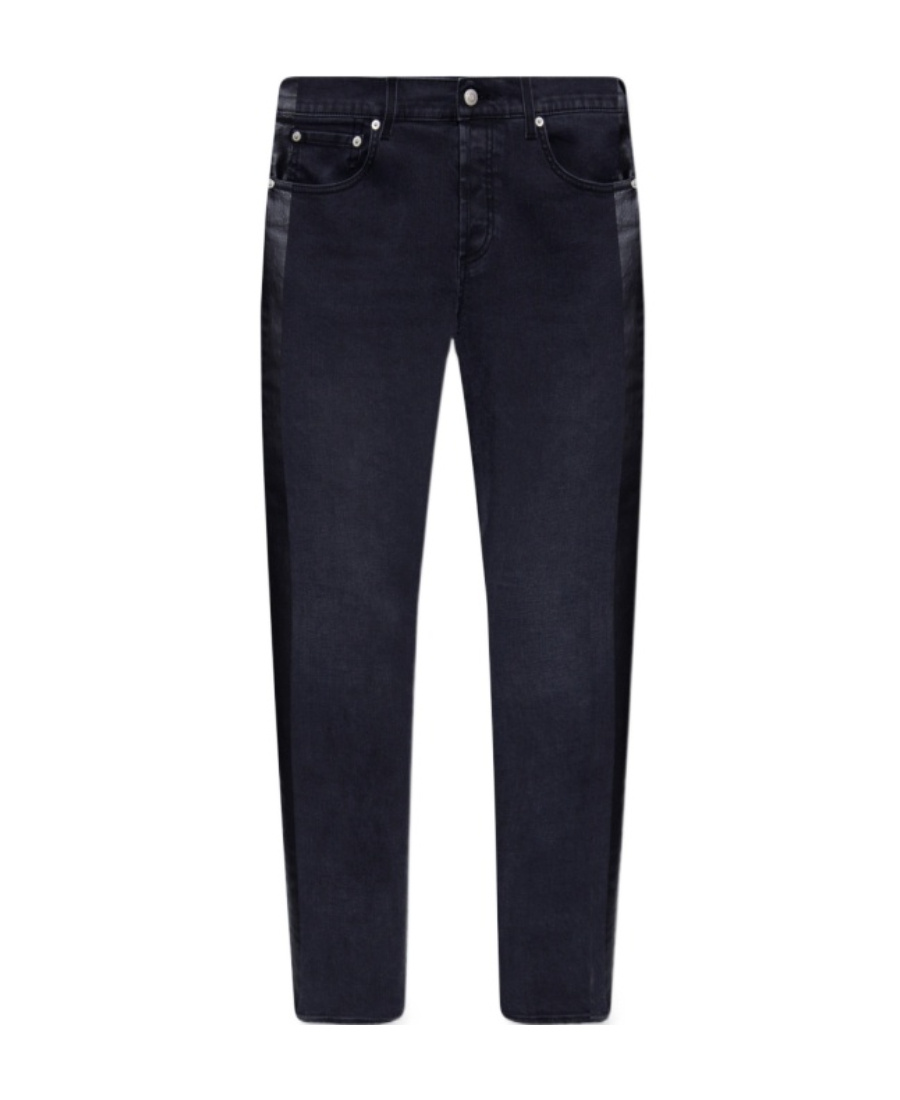 Alexander Mcqueen Side Stripe-print Skinny Jeans In Gray