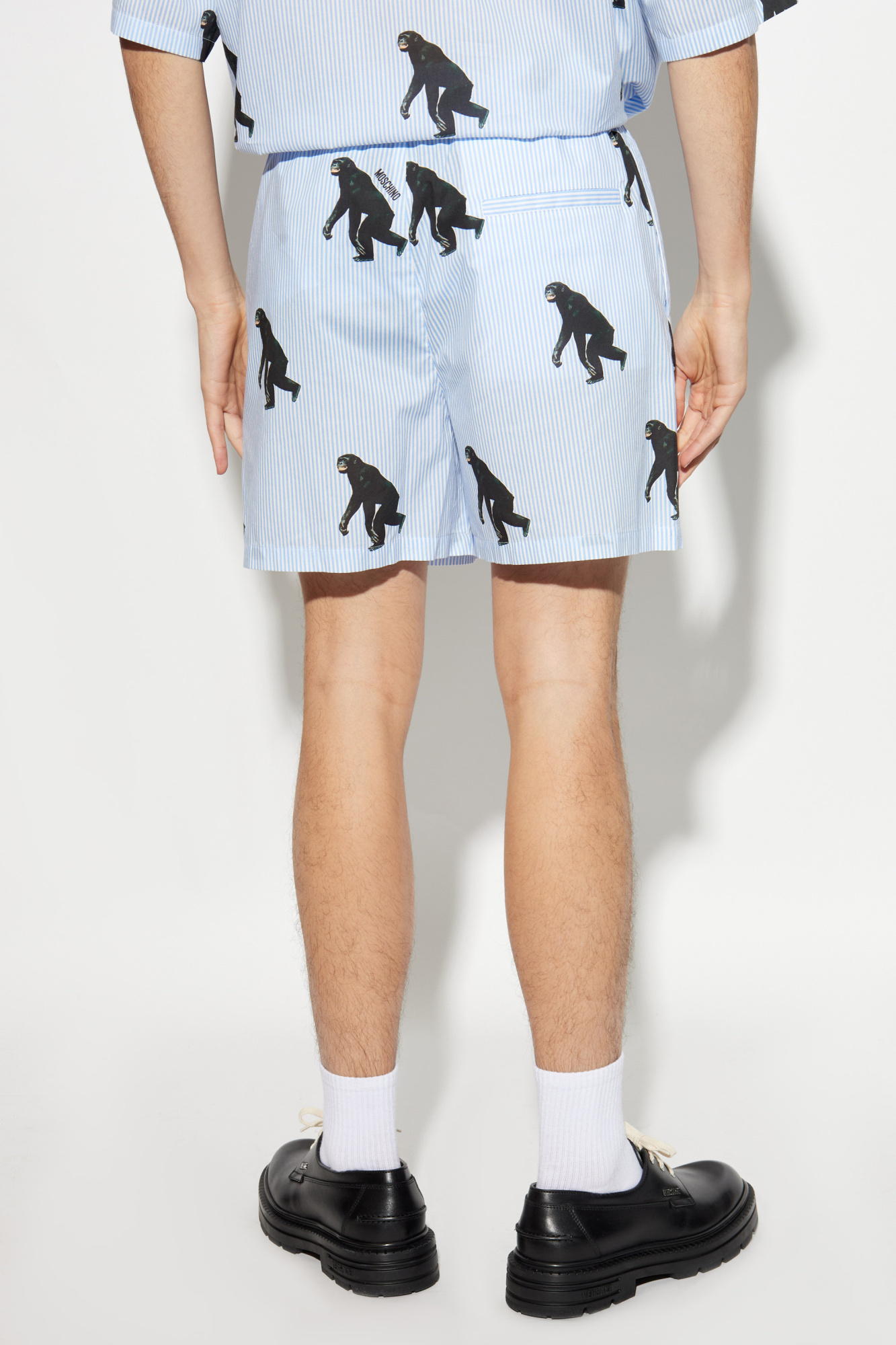 Moschino Elastic Waist Shorts In Blue