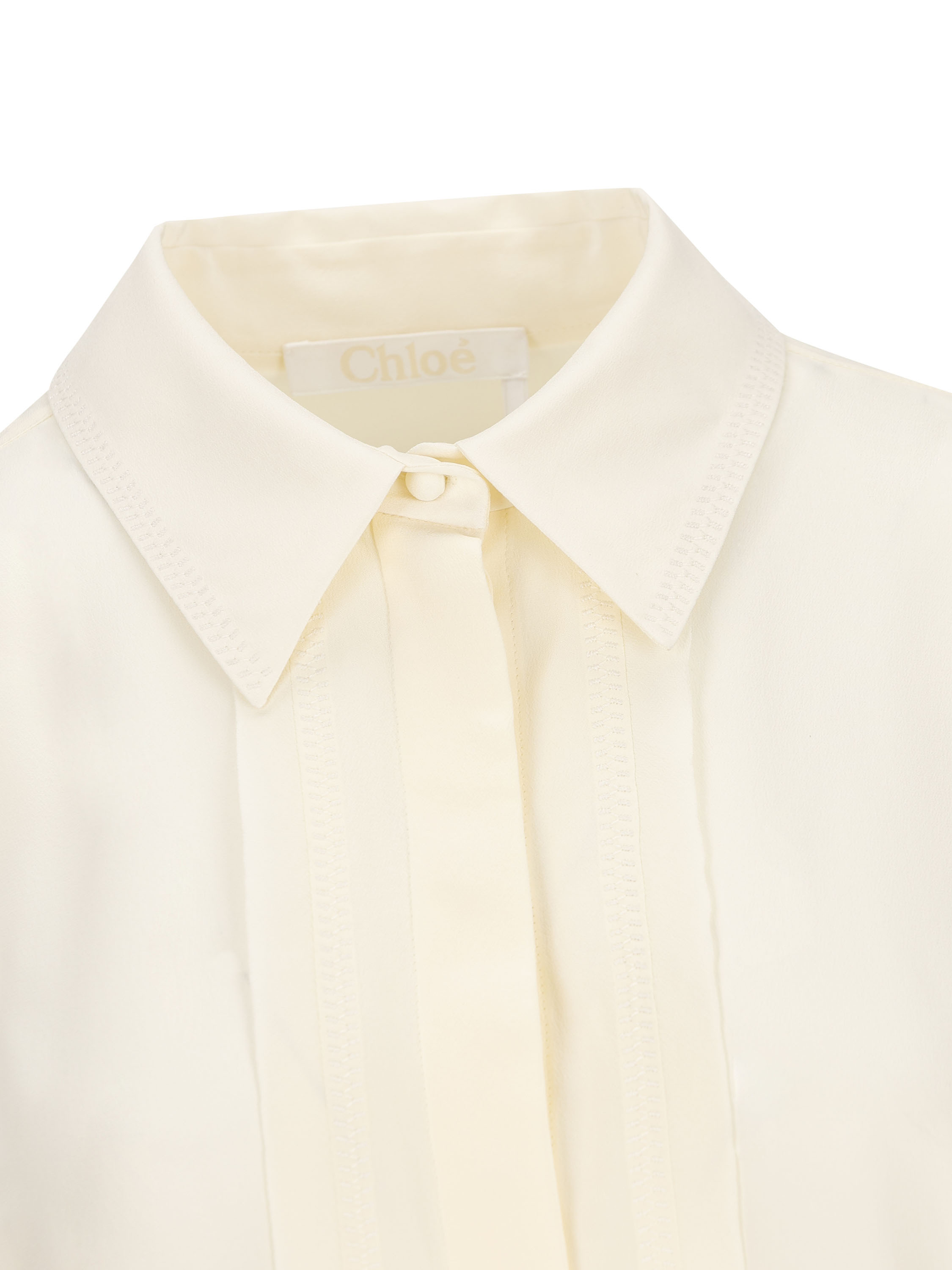 Chloé Long-sleeved Silk Crêpe Blouse In White