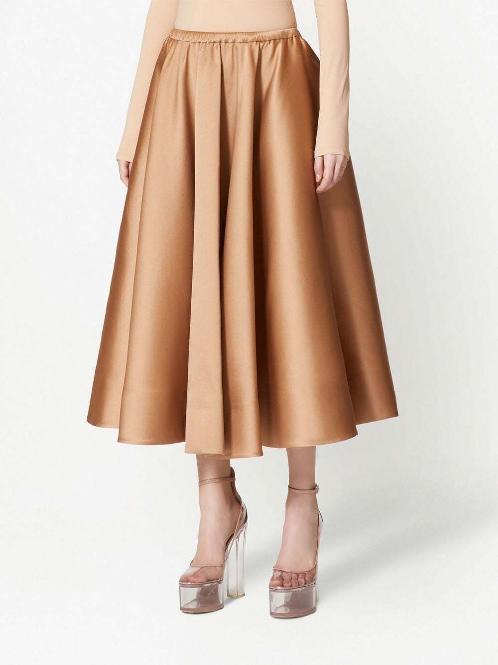 Valentino Techno Duchesse Midi Skirt In Nude