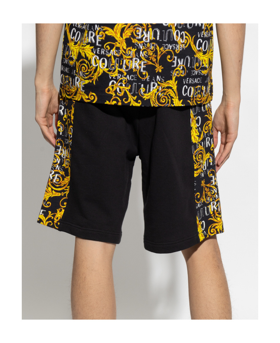 Versace Jeans Couture Watercolour Couture-printed Drawstring Track Shorts In Black