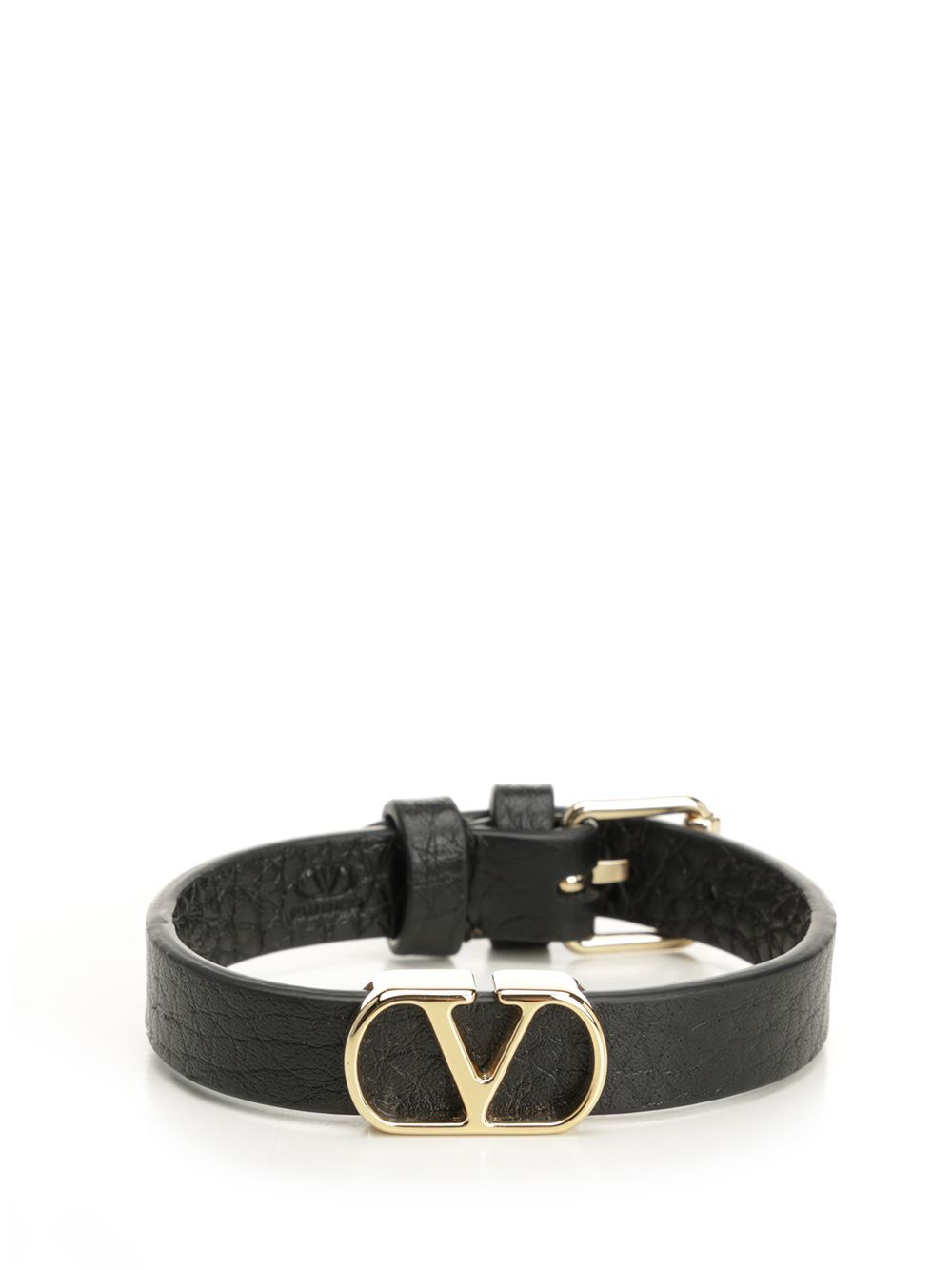 Valentino Vlogo Signature Leather Bracelet Jewelry Black In Black