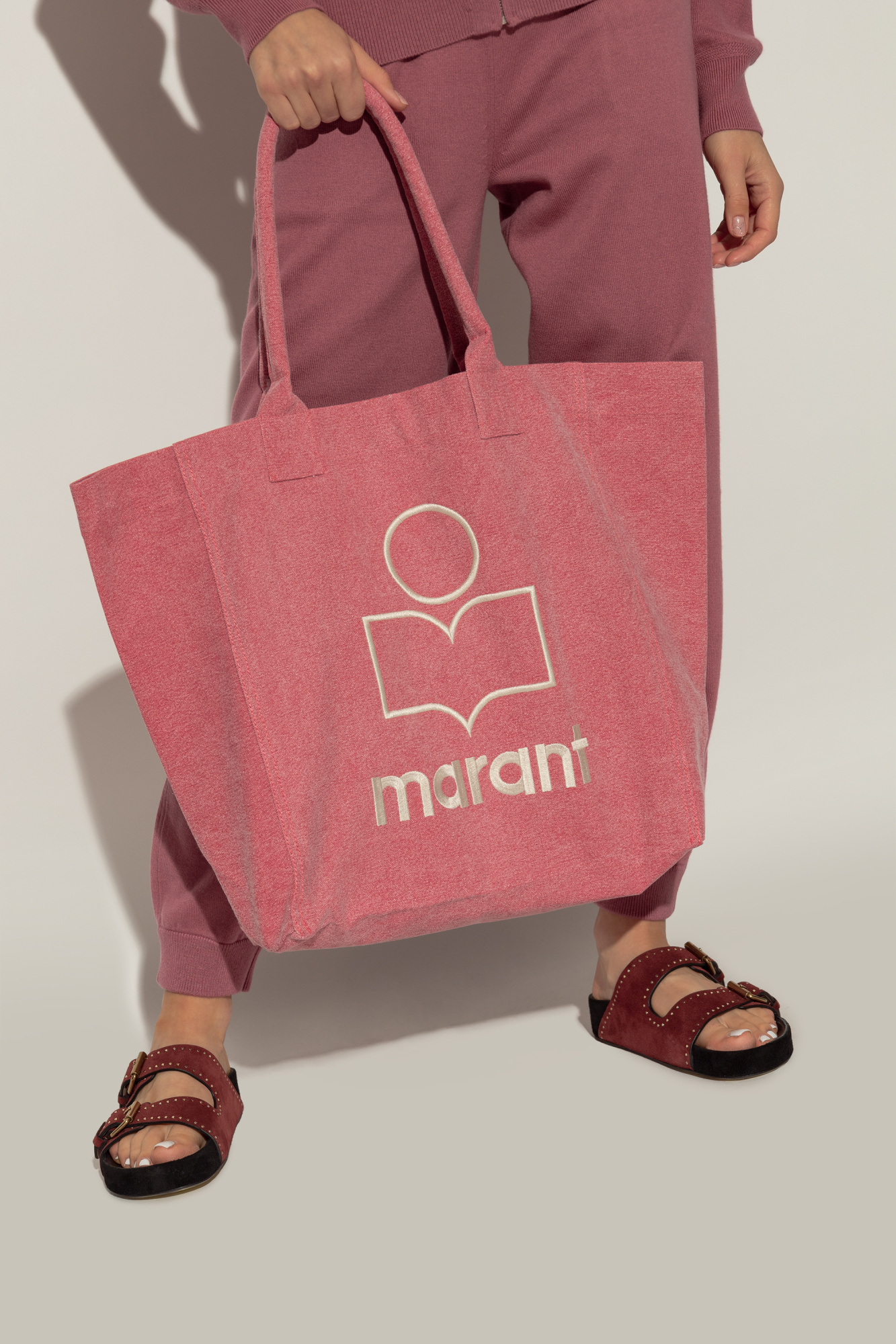Isabel Marant Yenky Logo Printed Tote Bag In Pink