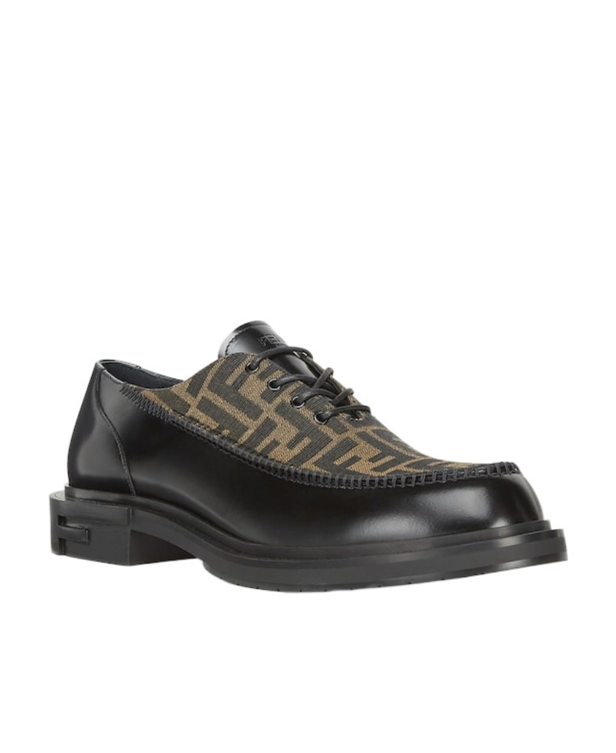 Fendi Black Leather Lace-ups In Black