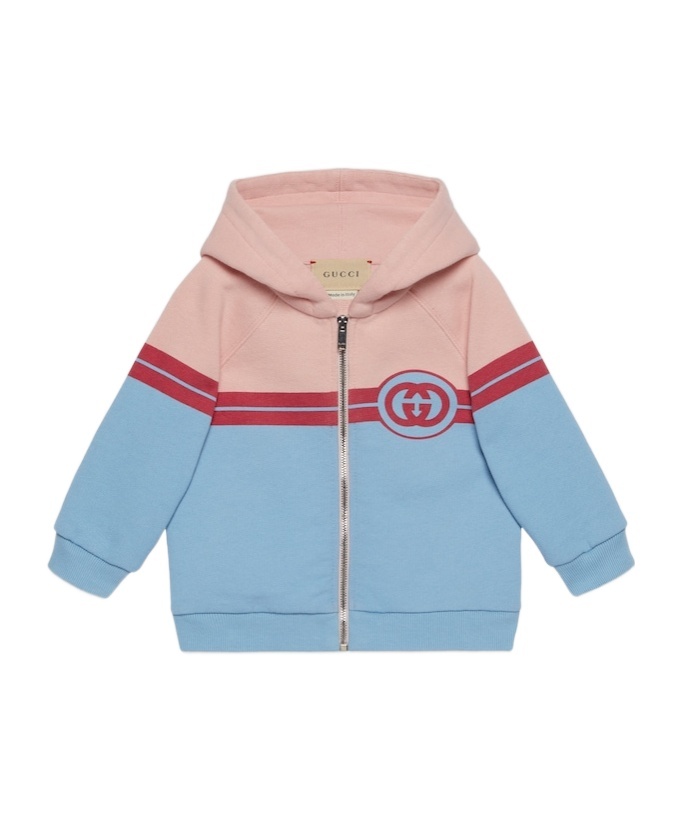 Gucci Interlocking G Zip-up Hoodie In Blue