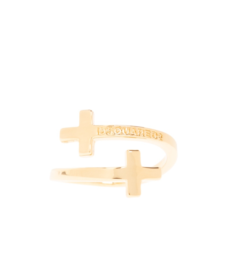Shop Dsquared2 Cross-design Brass Ring In Yellow