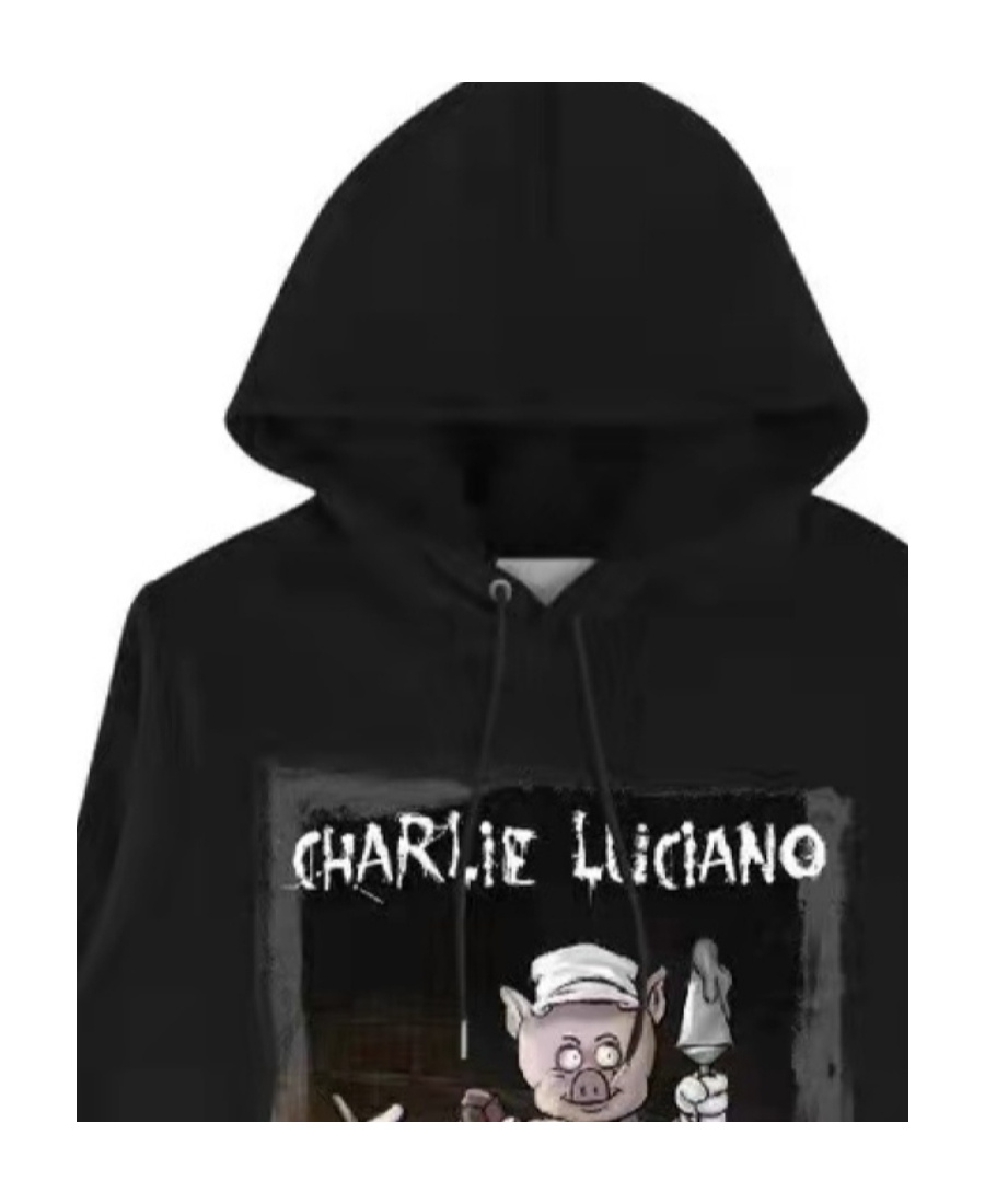 Charlie Luciano Black Three Pigs Hooded Sweater In Black