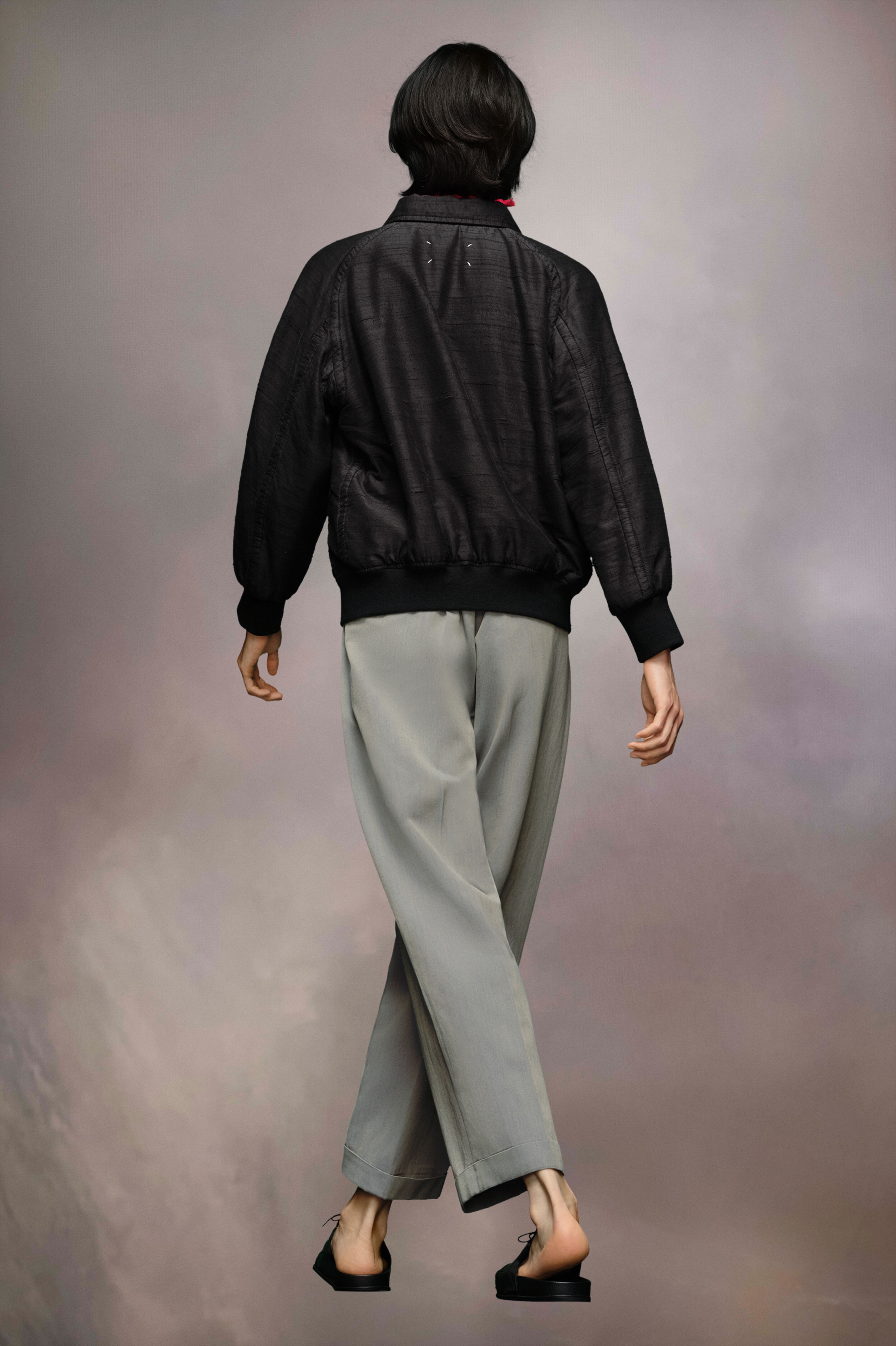 Maison Margiela Dupion Bomber Jacket In Black