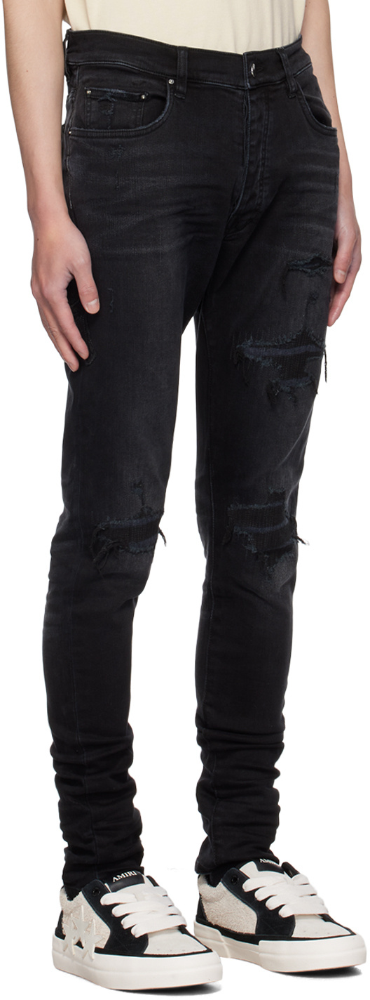 Amiri Black Ma Varsity Repair Jeans In Black