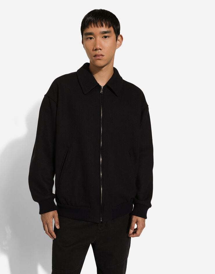 Dolce & Gabbana Logo-plaque Zip-up Bomber Jacket In Black