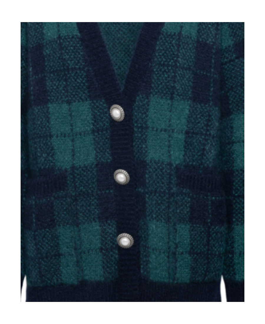 Alessandra Rich Oversized Check-knit Cardigan In Black