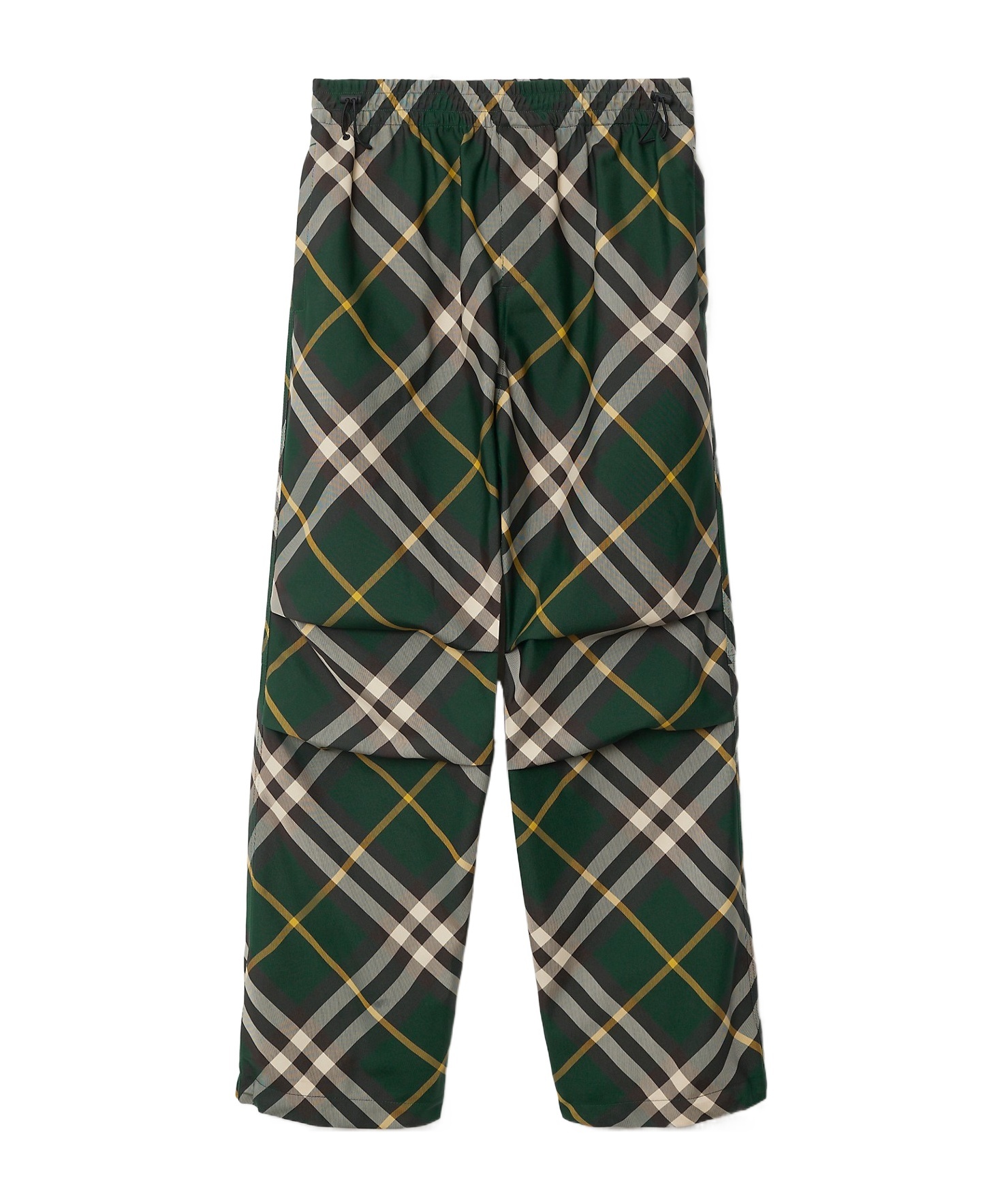 Burberry Men's Check Pattern Trousers With Elastic Waist And Drawstring In Black