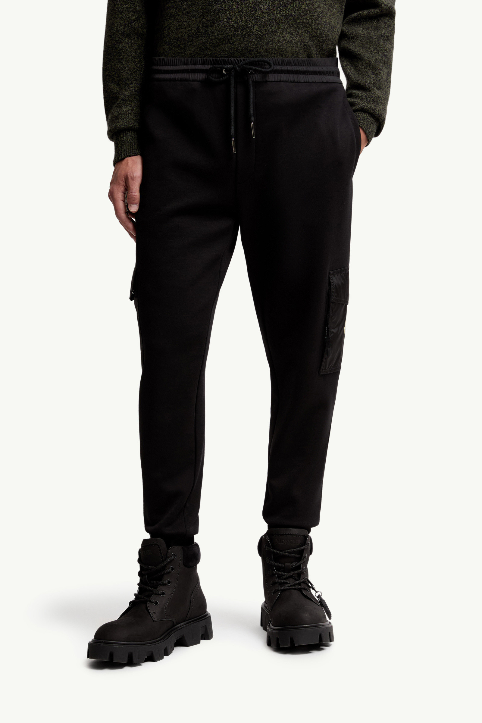 Moncler Cotton Blend Jogger Trousers In Black