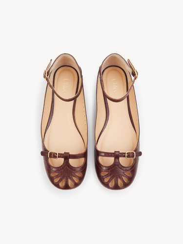 Chloé Ankle-strap Perforated Ballet Flats In Purple
