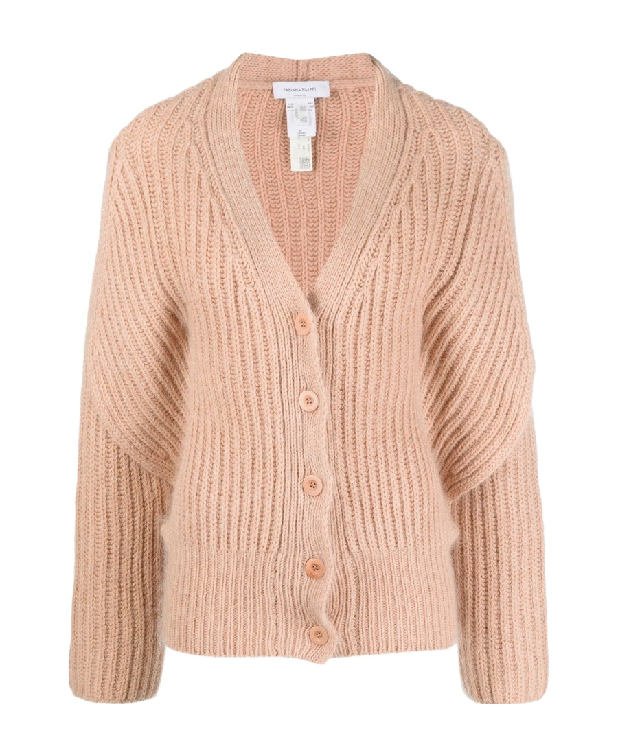 Shop Fabiana Filippi Button-up Knit Cardigan In Nude