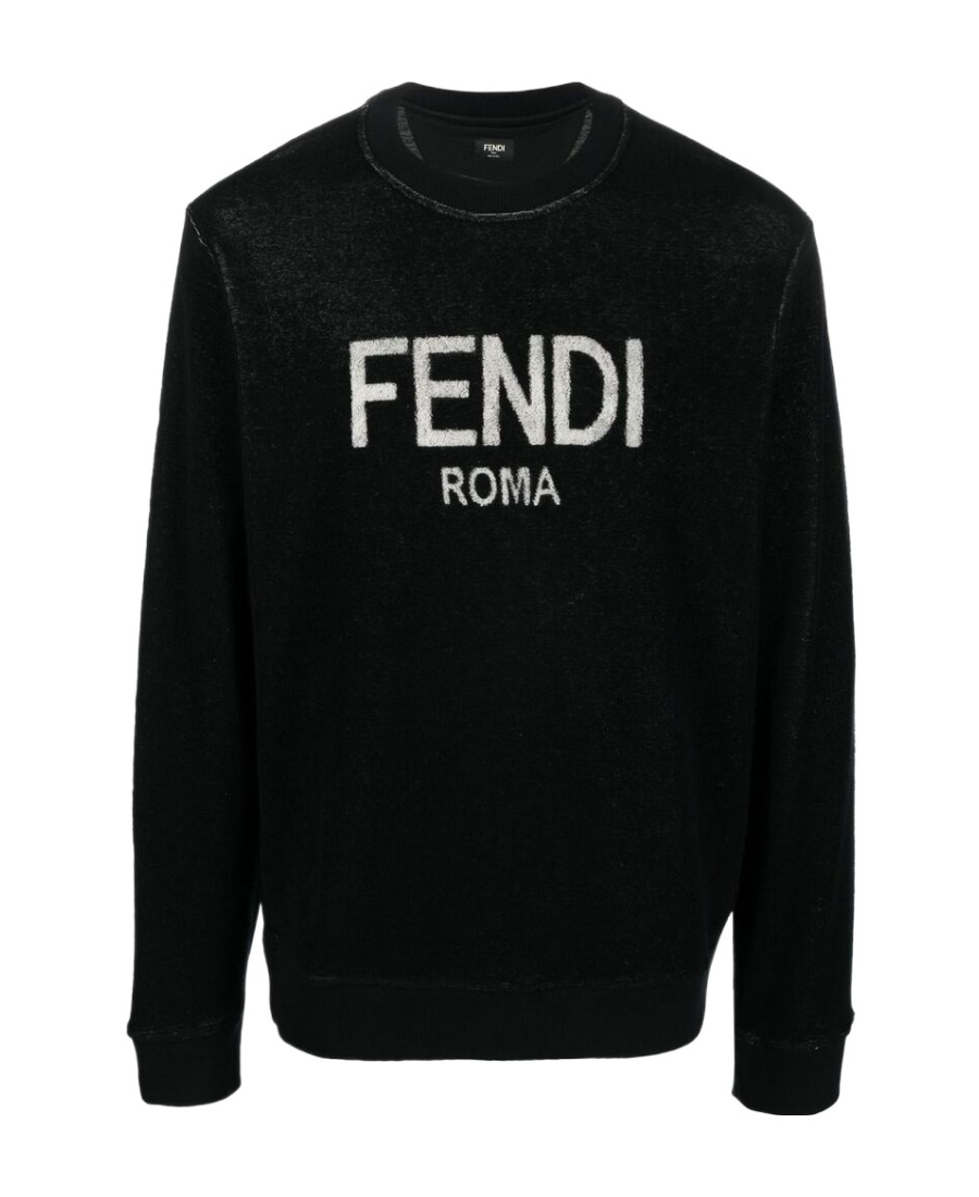Fendi Logo-print Fleece Sweatshirt In Black