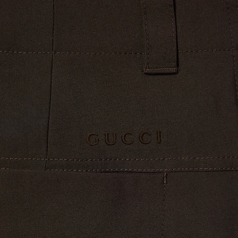 Gucci Wool Gabardine Shorts With Embroidery In Brown