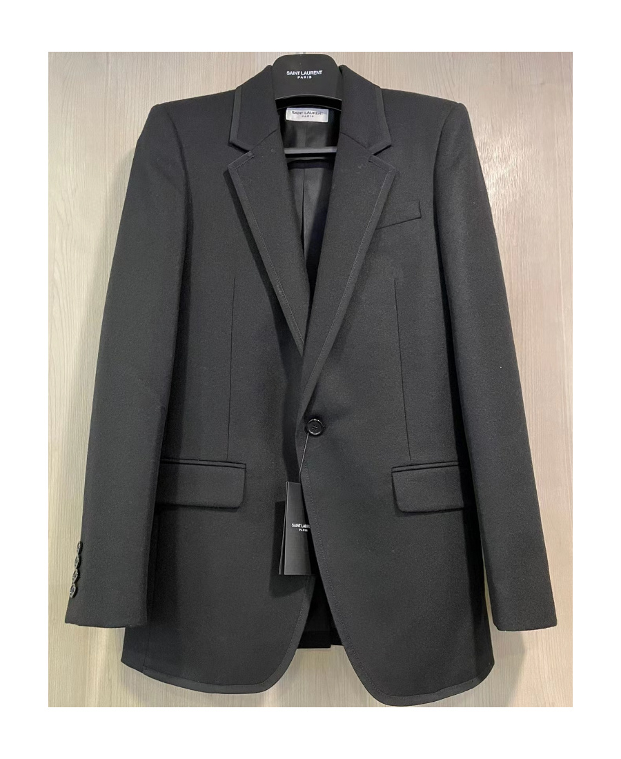 Saint Laurent Single-breasted Suit Jacket In Gray