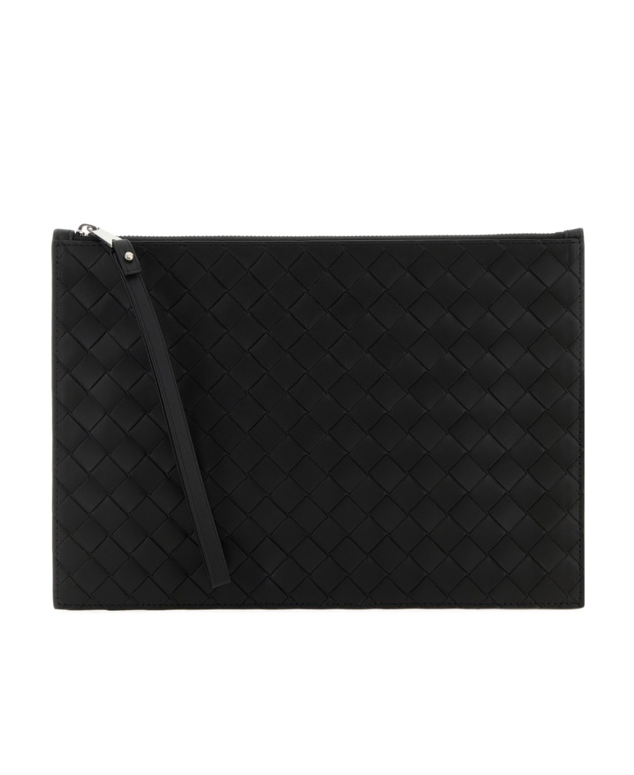 Bottega Veneta Medium Intreciato Clutch In Black