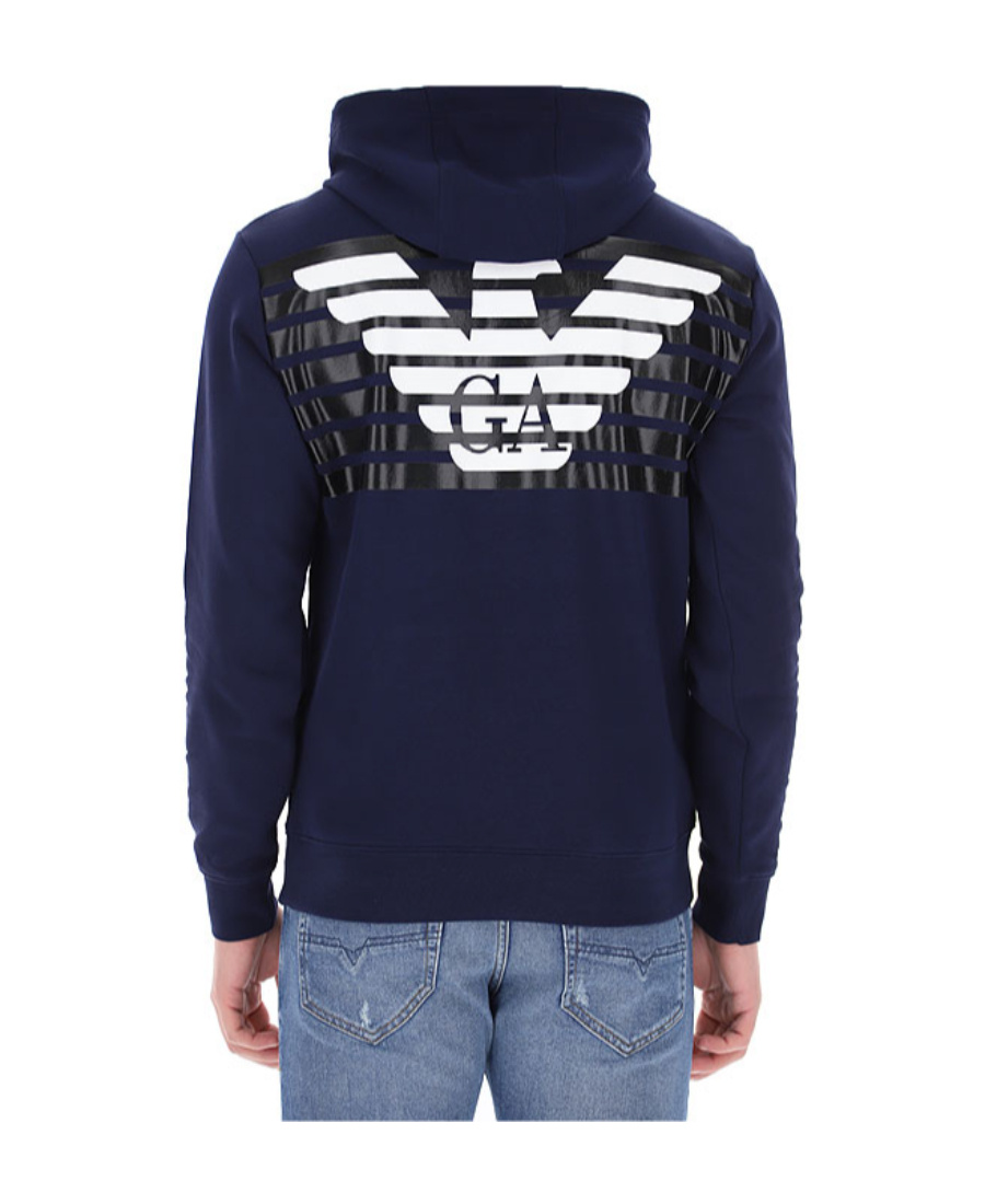 Ea7 Logo-print Drawstring Hoodie In Black