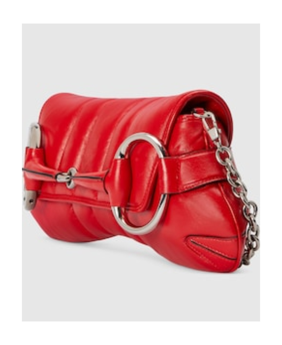 Gucci Medium Horsebit Chain Quilted Bag In Red