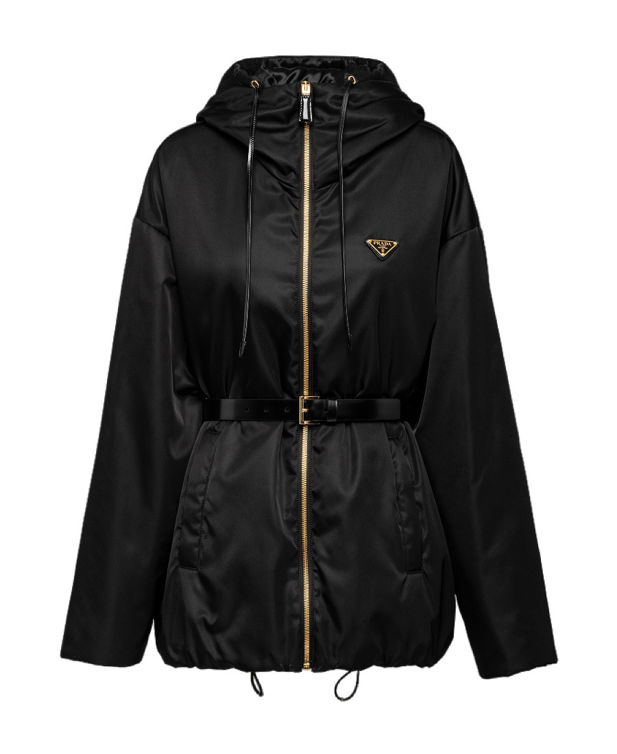 Prada Womens Black Re-nylon Belted Recycled-nylon Jacket In Black