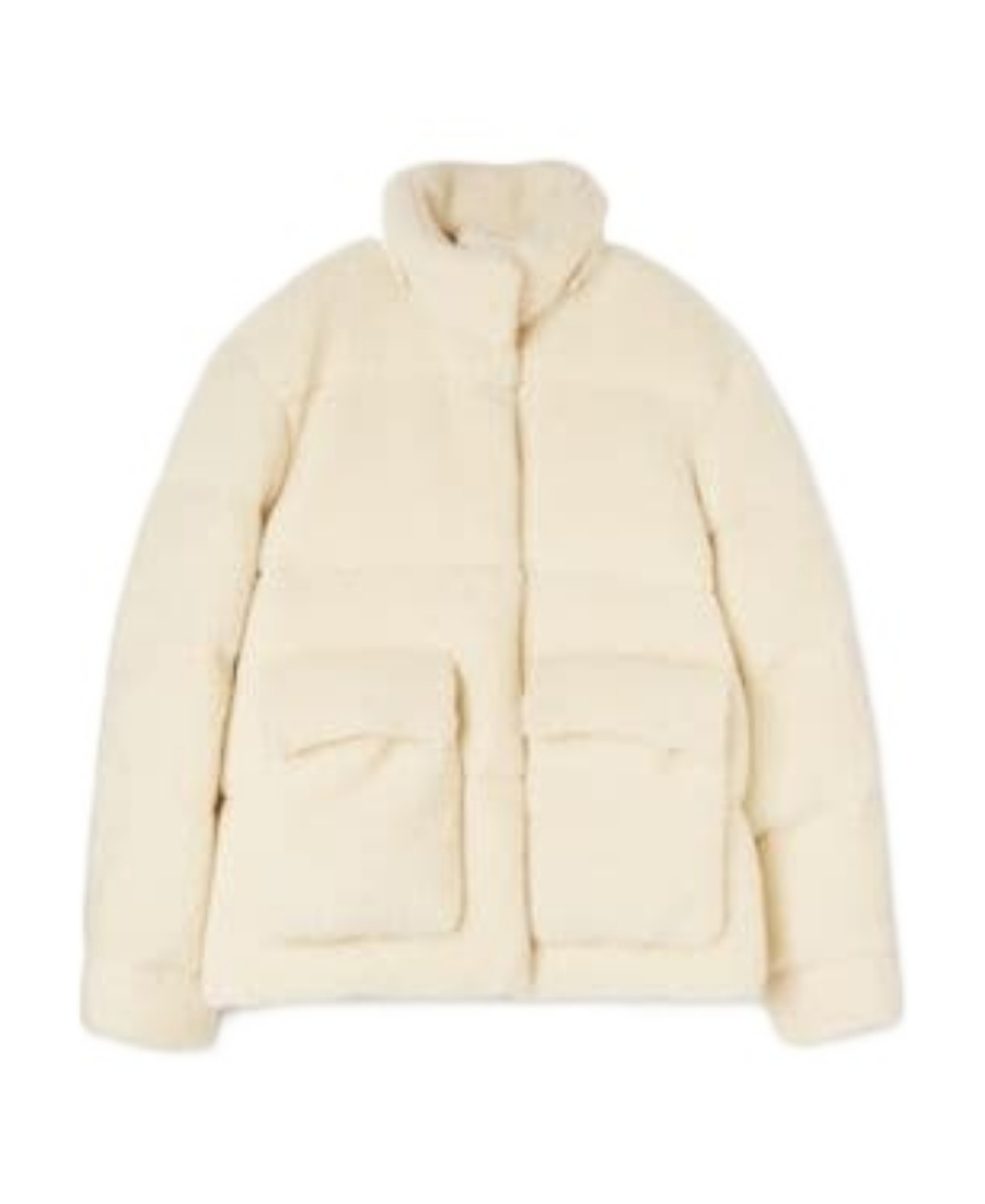 Off-white Arrows Fleece-texture Puffer Jacket In Nude