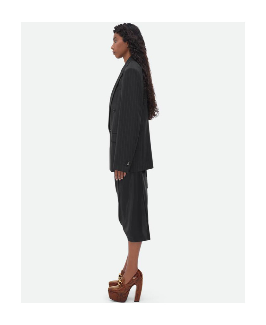 Bottega Veneta Double-breasted Pinstripe Wool Blazer In Black