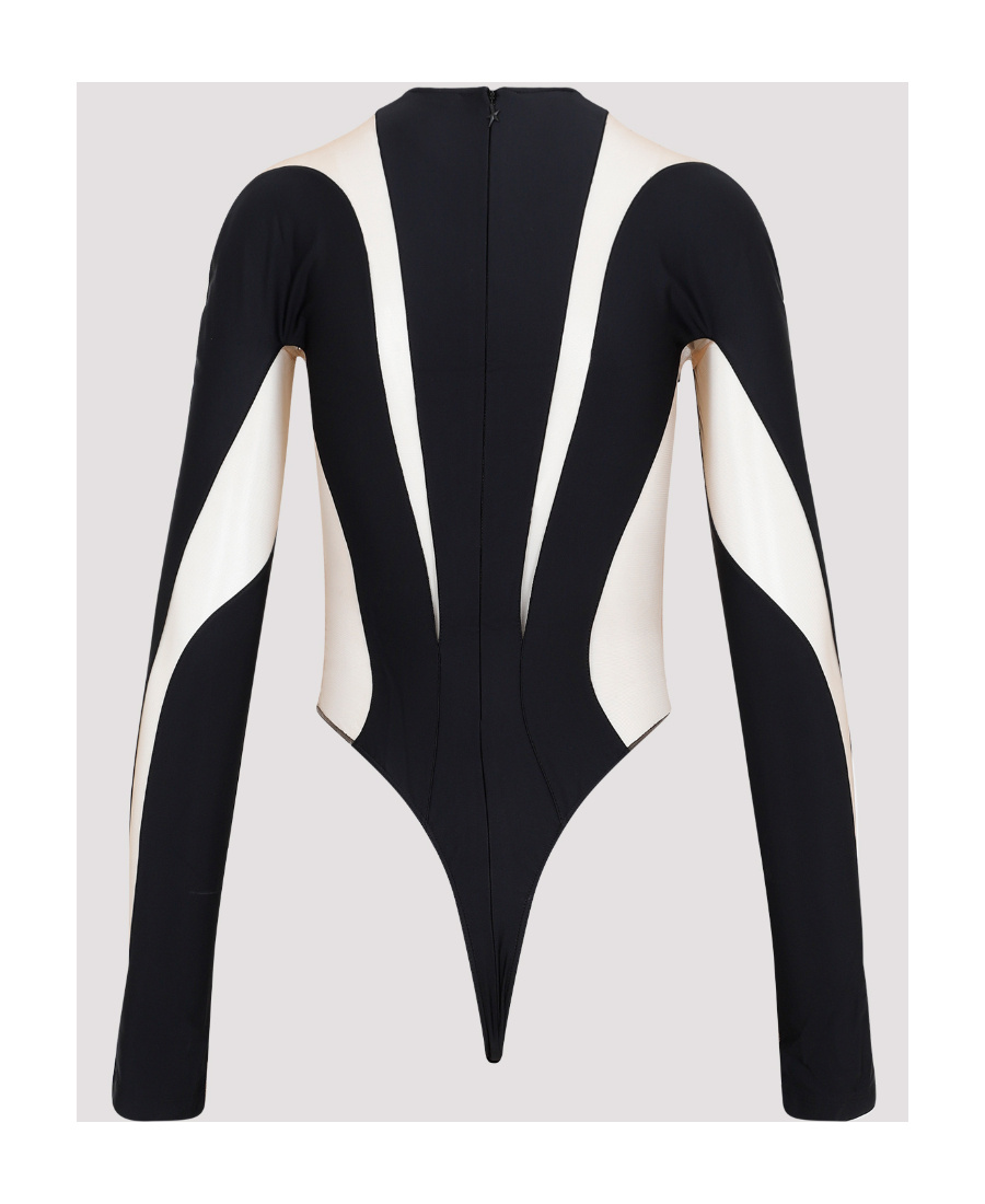 Mugler Illusion Shaping Bodysuit In Black