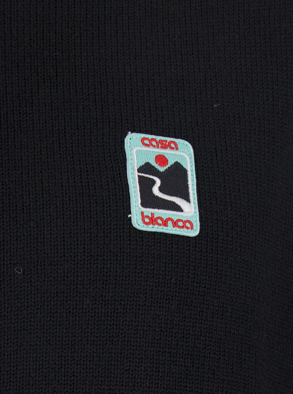 Casablanca Men Black High Neck Sweatshirt With Logo Patch On The Front In Wool Man In Black