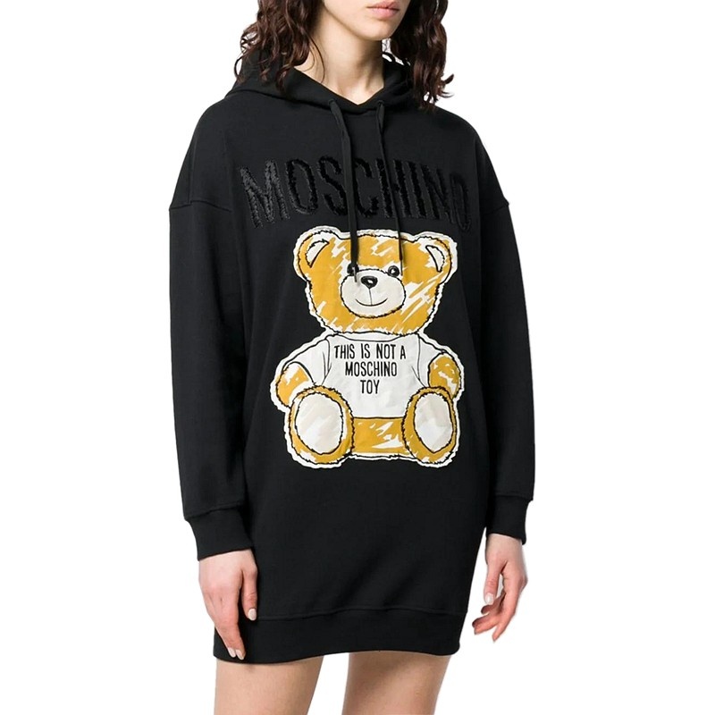 Moschino Bear Pattern Long Sweater In Black